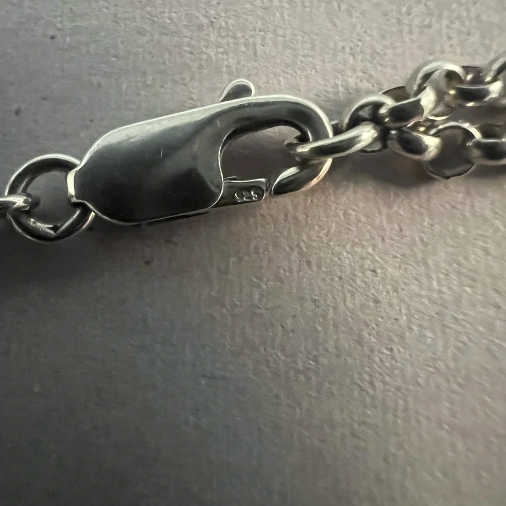 Unusual Onyx Flower & Sterling Silver Double Strand Nwcklace. - Picture 4 of 6